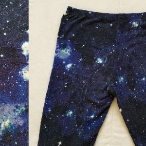 Cotton Leggings - Blue Galaxy Pattern, Well Worn